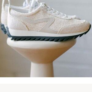 Rag & Bone Cream and Black Sneakers with Platform Sole